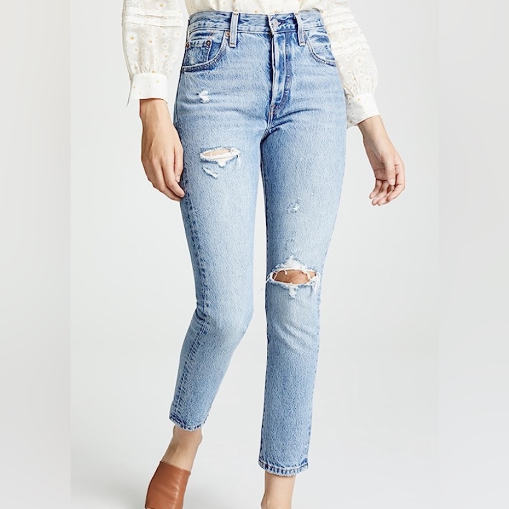 Levi’s 501 Skinny Jeans Can’t Touch This Distressed Rigid Drnim 100% Cotton 27